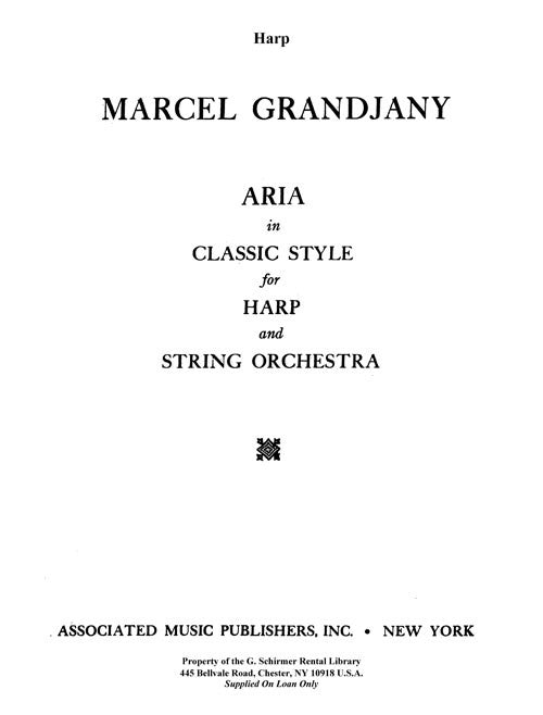 Aria in the Classic Style - for Harp and Strings