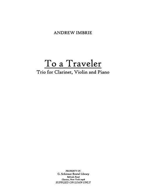 To a Traveler - Trio for clarinet, violin and piano