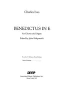 Benedictus in E - “Blessed be the Lord God of Israel”