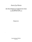 Six Fragments of Gertrude Stein for soprano and flute