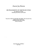 Six Fragments of Gertrude Stein for soprano and flute