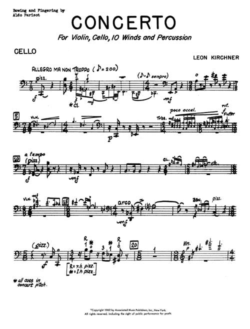 Concerto for Violin, Violoncello, 10 Winds, and Percussion - solo part (cello)