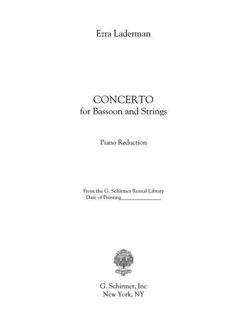 Concerto for Bassoon - piano reduction