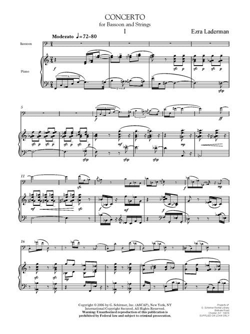 Concerto for Bassoon - piano reduction