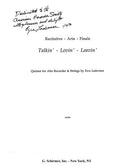 Talkin’ Lovin’ Leavin’ (Recitative-Aria-Finale)