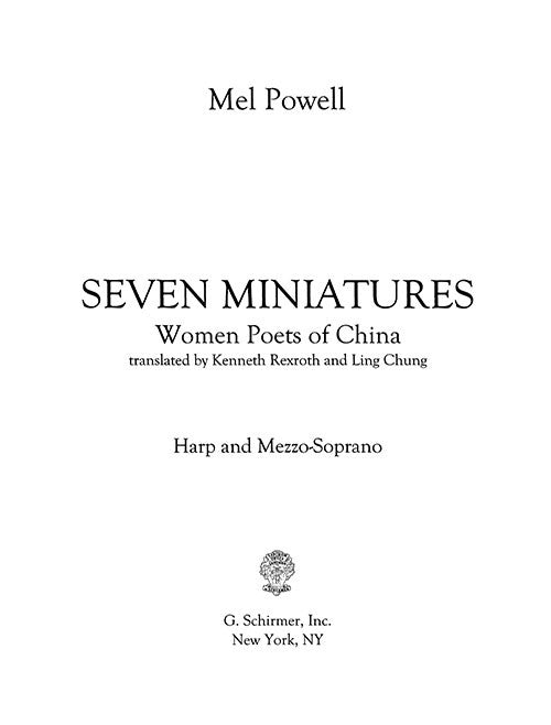 Seven Miniatures, Women Poets of China