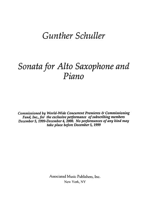 Sonata for Alto Sax and Piano