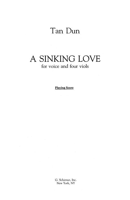 Sinking Love - for Voice and Four Viols
