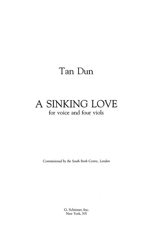 Sinking Love - for Voice and Four Viols