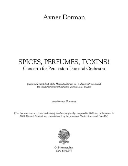Spices, Perfumes, Toxins! - piano score only