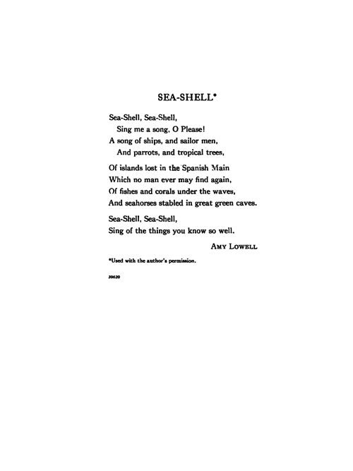 Sea-shell, arr. 1941