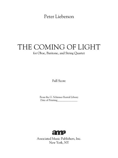 The Coming of Light (baritone, oboe and string quartet)