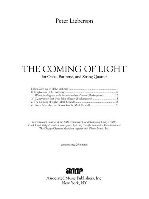 The Coming of Light (baritone and piano)