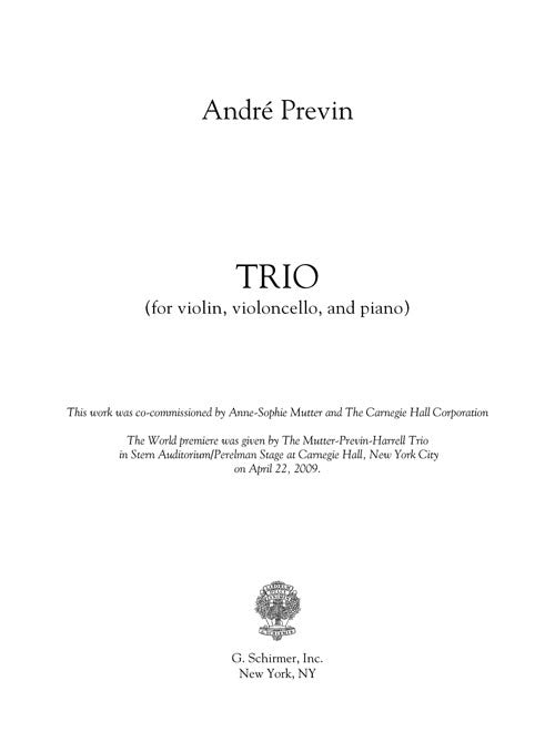 Trio (for Violin, Violoncello and Piano) (2009)