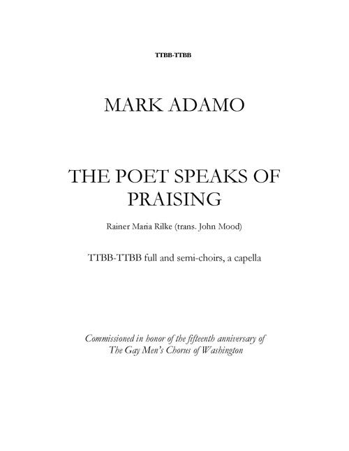 The Poet Speaks of Praising (TTBB)