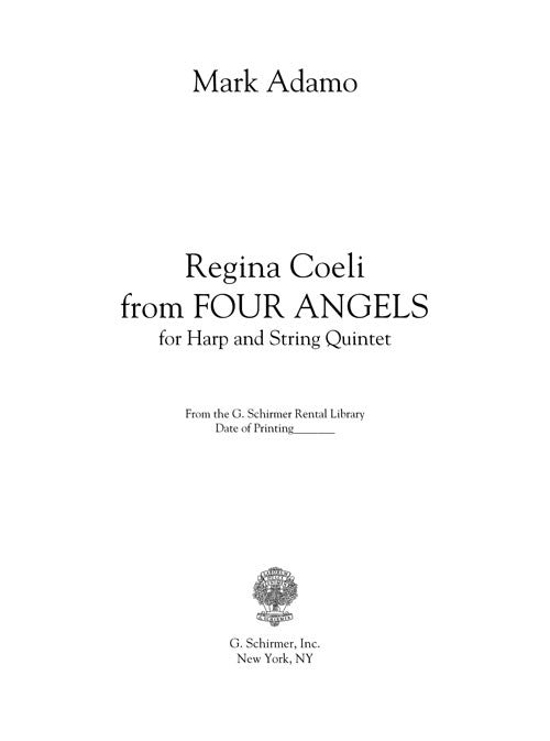 Regina Coeli, for Harp and String Quintet