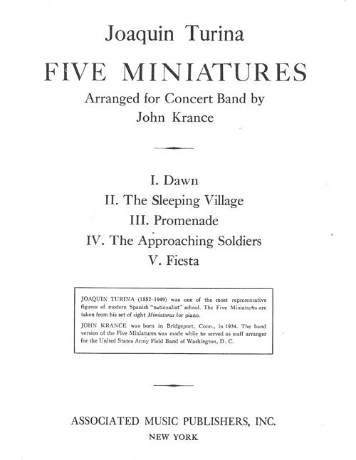 Five Miniatures, for concert band - score