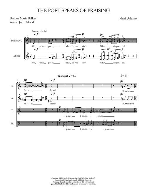The Poet Speaks of Praising (SATB)