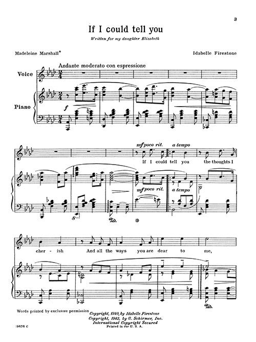 If I Could Tell You - vocal score - high voice
