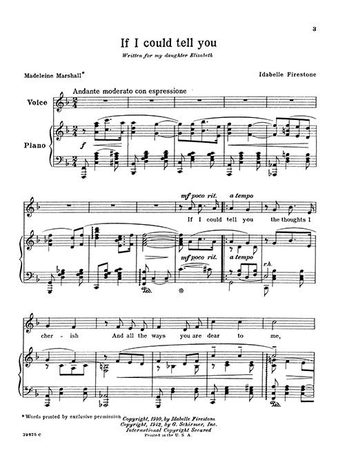 If I Could Tell You - vocal score - medium voice