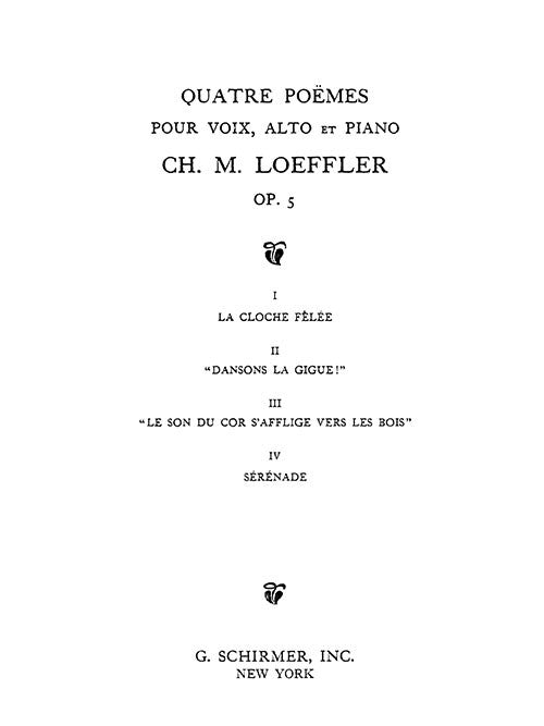 Quatre Poemes (Four Poems), Op. 5 - set (one vocal score and viola part)