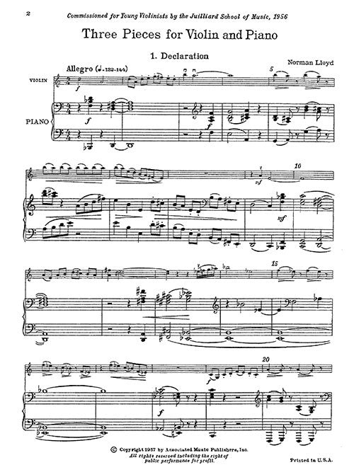 Three Pieces for Violin and Piano