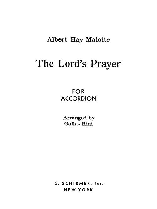 The Lord's Prayer (for acordion, arr. Galla-Rini)