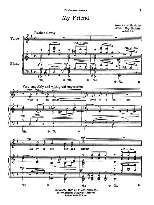 My Friend (voice and piano) - vocal score - high voice