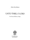 Unto Thee, O Lord