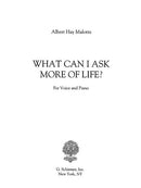 What Can I Ask More of Life