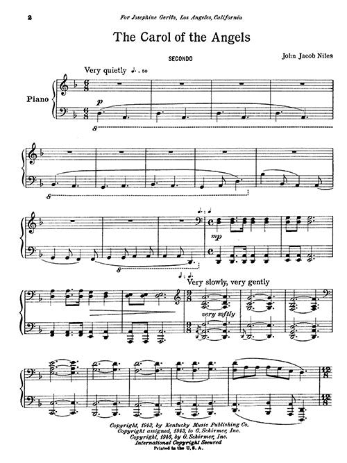 Carol of the Angels for piano 4-hands