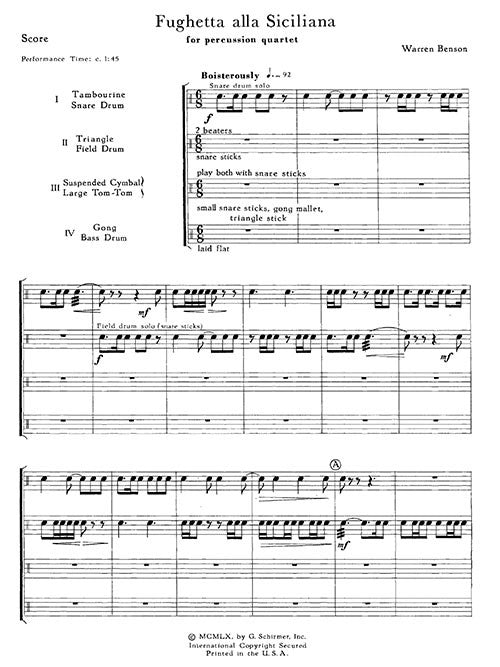 Fughetta alla Siciliana from "Three Pieces for Percussion Quartet"