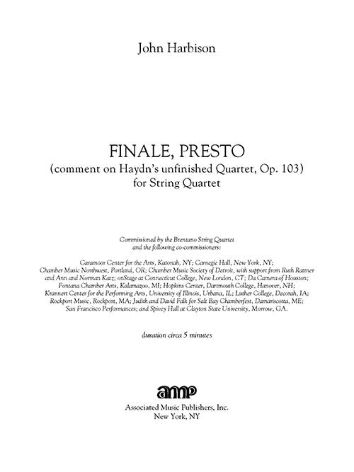 Finale, Presto (for String Quartet)