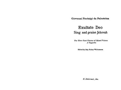 Exultate Deo (Sing and praise Jehovah)