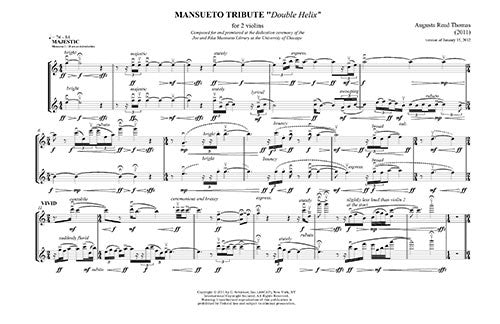 Mansueto Tribute, "double helix" (for violins)