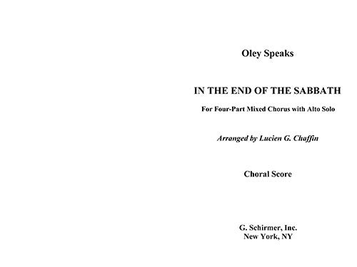 In the End of the Sabbath