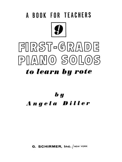 Nine First Grade Piano Solos to Learn by Rote