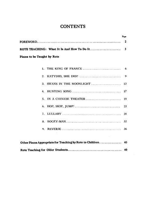 Nine First Grade Piano Solos to Learn by Rote