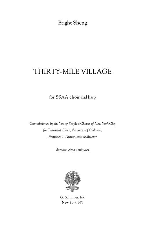 Thirty-Mile Village - choral score