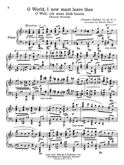 O World, I now must leave thee, Op. 122, No. 11