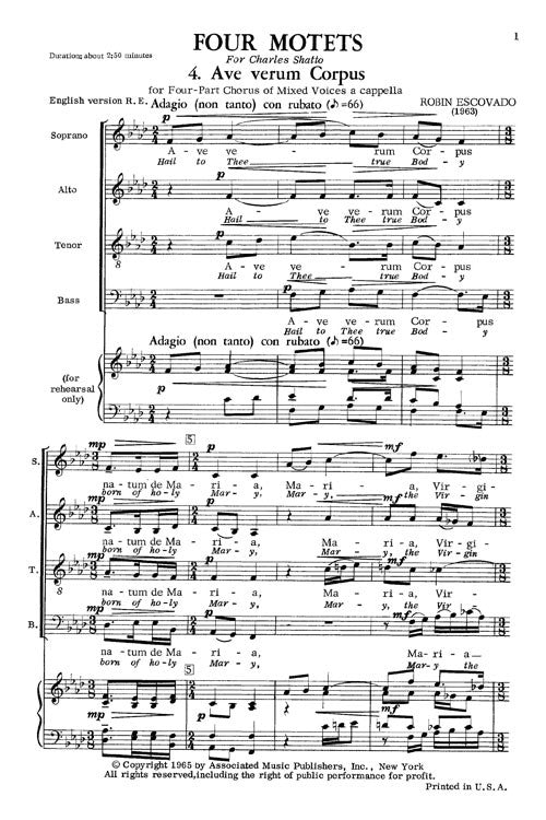 Ave Verum Corpus (from Four Motets)