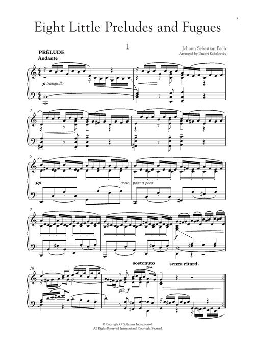 Eight Little Preludes and Fugues (BWV 553-560, arranged for piano by Dmitri Kabalevsky)