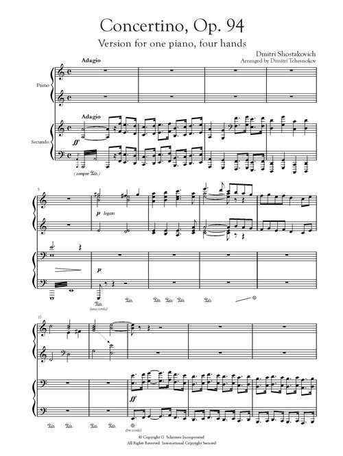 Concertino Op. 94, Version for One Piano, Four Hands