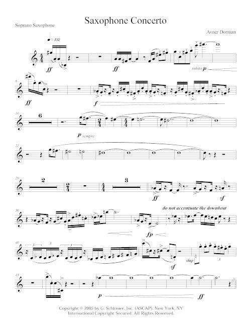 Saxophone Concerto - solo part (soprano saxophone)