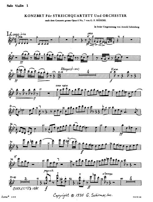 Concerto for String Quartet (after G.F. Händel’s Concerto Grosso, Op. 6, No. 7)