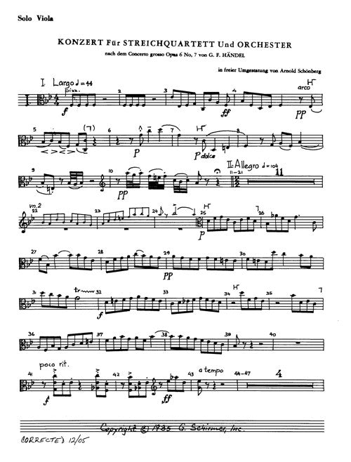 Concerto for String Quartet (after G.F. Händel’s Concerto Grosso, Op. 6, No. 7)