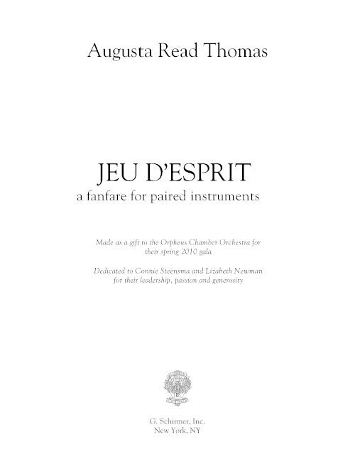 Jeu d'esprit, a fanfare for paired instruments (woodwinds)