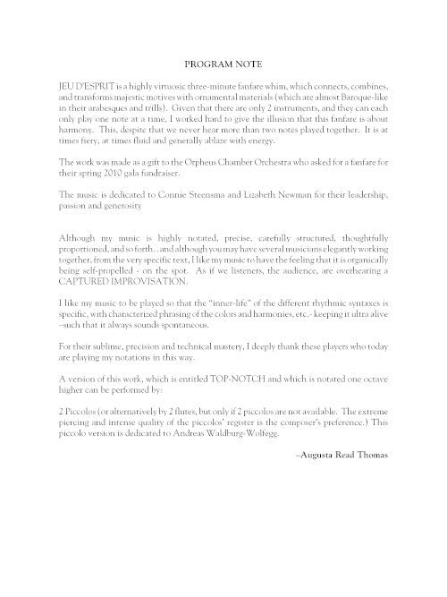 Jeu d'esprit, a fanfare for paired instruments (woodwinds)