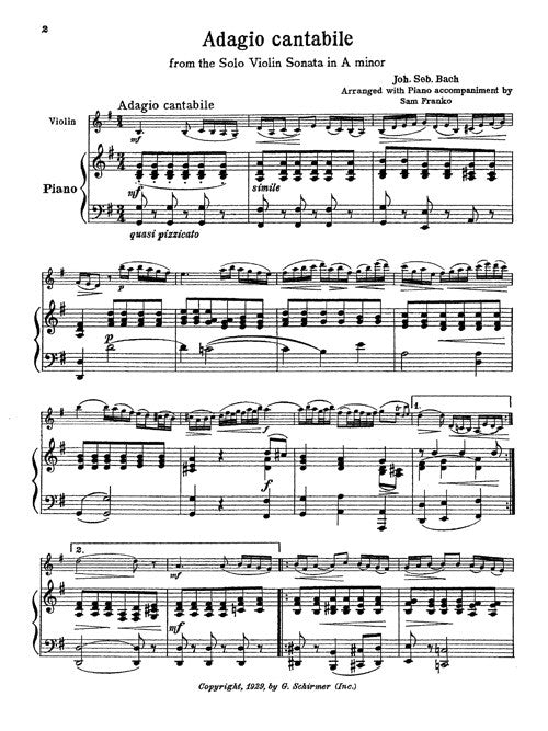 Adagio cantabile, from Sonata BWV 1003 (arr. Franko) - Digital (Not Printable)