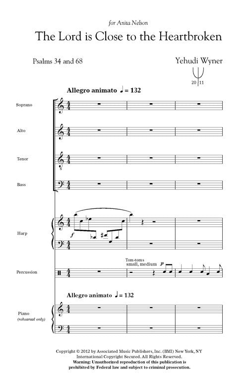 The Lord is Close to the Heartbroken - set of score, parts & 10 choral scores